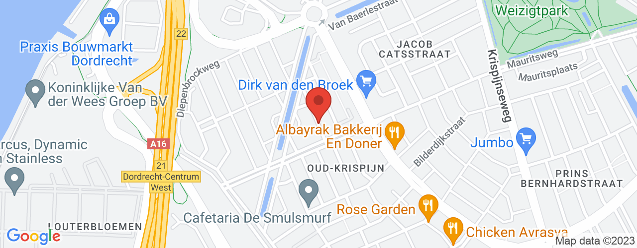 Google Maps afbeelding van de locatie van het incident. De locatie "51.8023585,4.656397200000001" is aangegeven met een rode marker.