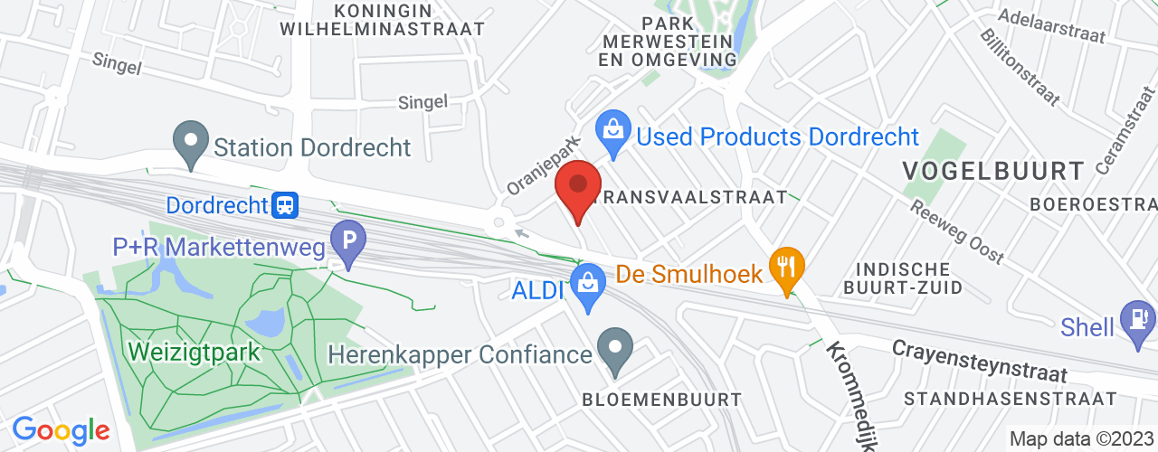 Google Maps afbeelding van de locatie van het incident. De locatie "Adriaan van Altenastraat 12, Dordrecht" is aangegeven met een rode marker.
