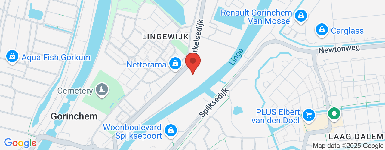 Google Maps afbeelding van de locatie van het incident. De locatie "Arkelsedijk 10 Gorinchem" is aangegeven met een rode marker.