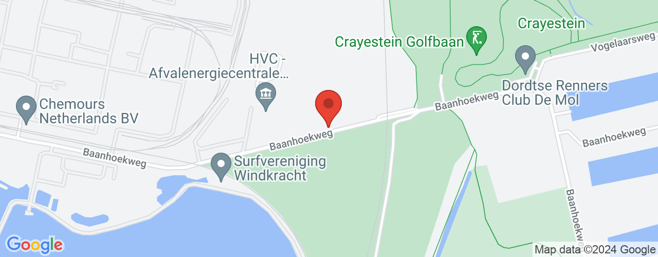 Google Maps afbeelding van de locatie van het incident. De locatie "Baanhoekweg 46, Dordrecht" is aangegeven met een rode marker.
