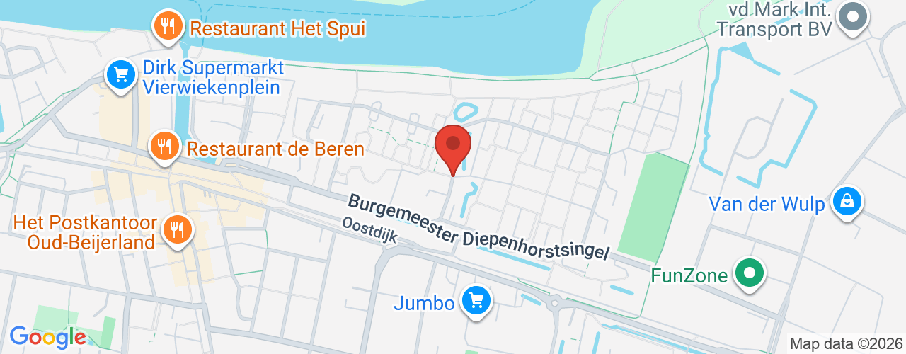 Google Maps afbeelding van de locatie van het incident. De locatie "Burgemeester de Vries Broekmanlaan Oud-beijerland" is aangegeven met een rode marker.