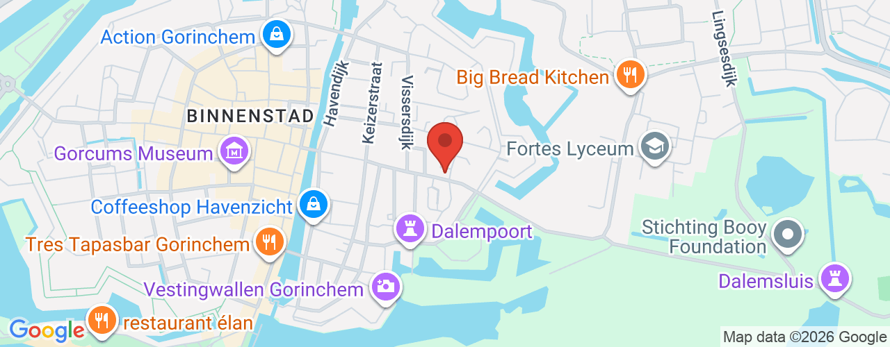 Google Maps afbeelding van de locatie van het incident. De locatie "Dalembolwerk 5a Gorinchem" is aangegeven met een rode marker.