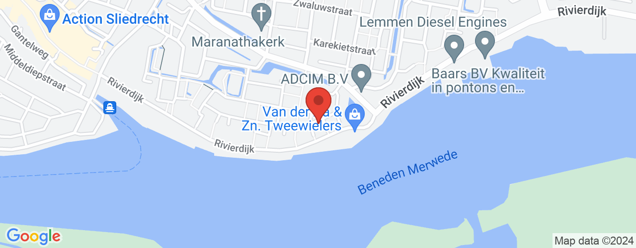 Google Maps afbeelding van de locatie van het incident. De locatie "De Wiel 152, Sliedrecht" is aangegeven met een rode marker.