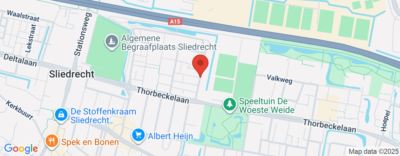 Google Maps afbeelding van de locatie van het incident. De locatie "Dr. Schaepmanstraat Sliedrecht" is aangegeven met een rode marker.