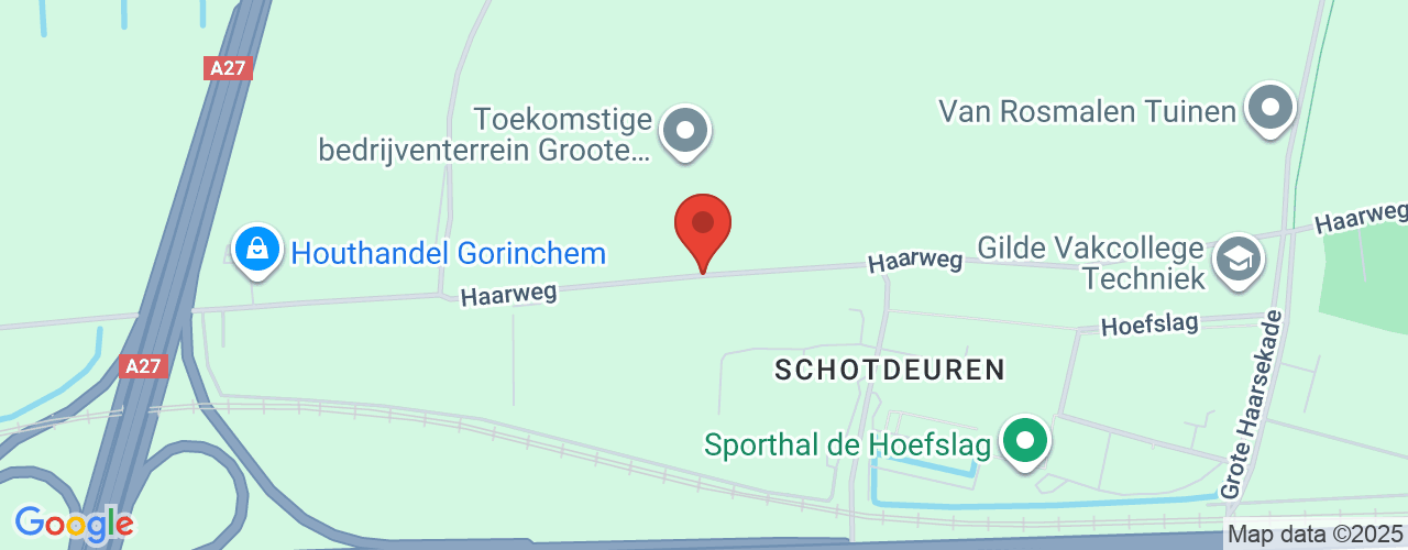 Google Maps afbeelding van de locatie van het incident. De locatie "Haarweg Gorinchem" is aangegeven met een rode marker.