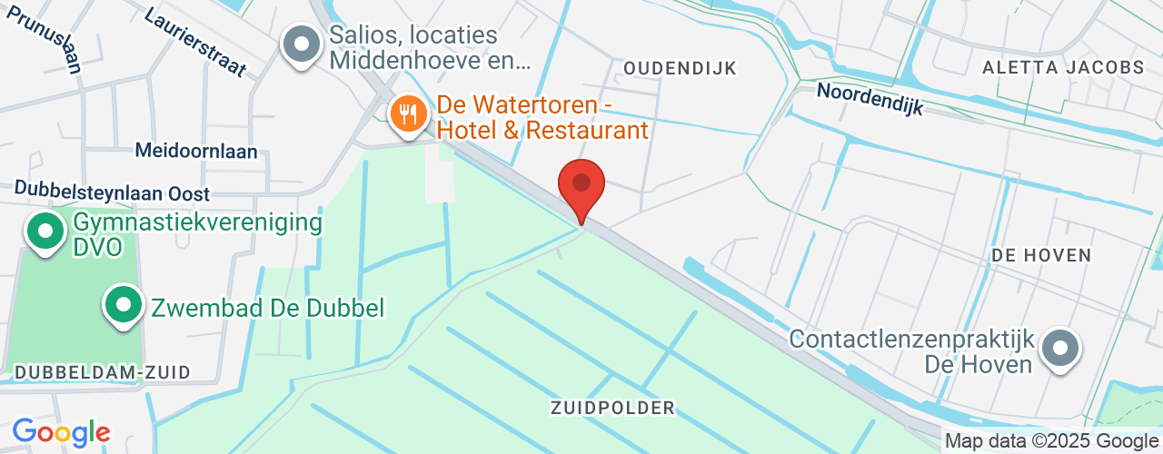 Google Maps afbeelding van de locatie van het incident. De locatie "Haaswijkweg Oost Dordrecht " is aangegeven met een rode marker.
