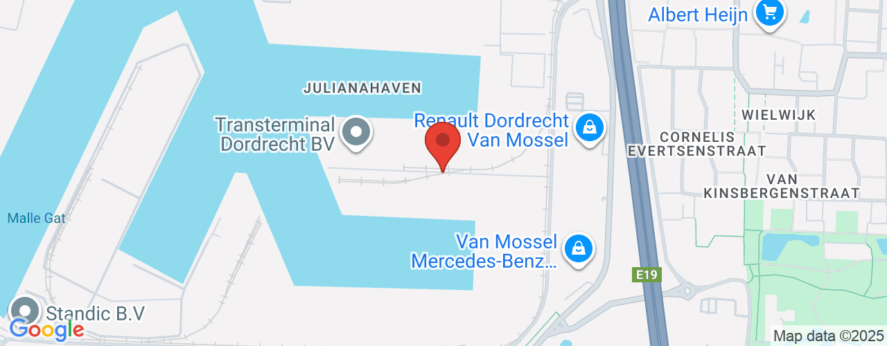Google Maps afbeelding van de locatie van het incident. De locatie "Kreekweg Dordrecht" is aangegeven met een rode marker.