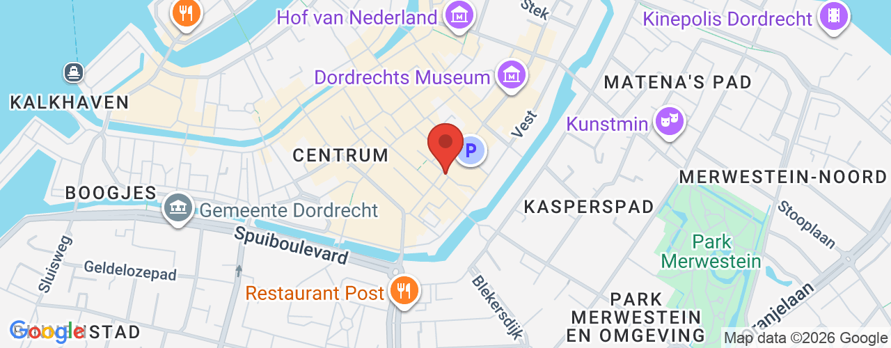 Google Maps afbeelding van de locatie van het incident. De locatie "Kromme Elleboog, Dordrecht " is aangegeven met een rode marker.