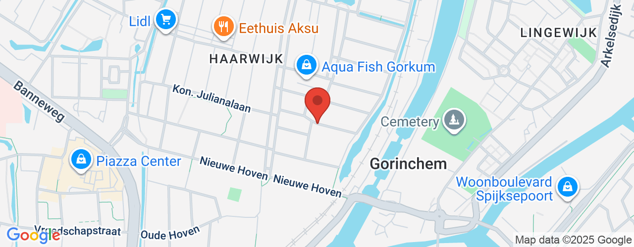 Google Maps afbeelding van de locatie van het incident. De locatie "Lange Slagenstraat Gorinchem" is aangegeven met een rode marker.