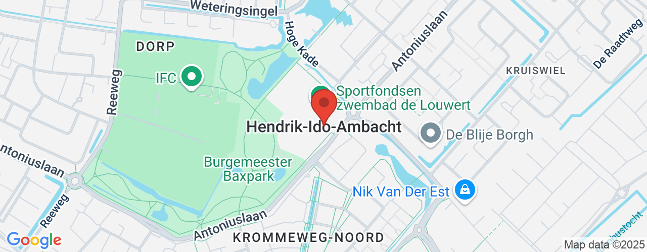 Google Maps afbeelding van de locatie van het incident. De locatie "Meerdervoortsingel Hendrik Ido Ambacht" is aangegeven met een rode marker.
