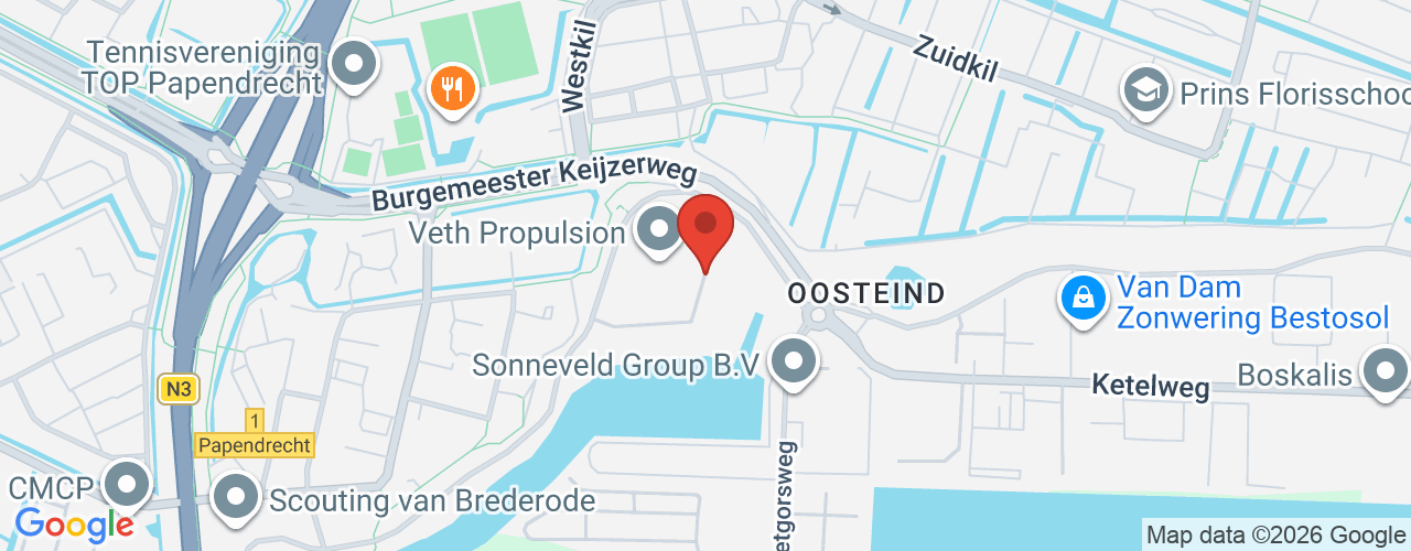 Google Maps afbeelding van de locatie van het incident. De locatie "Nanengat Papendrecht" is aangegeven met een rode marker.