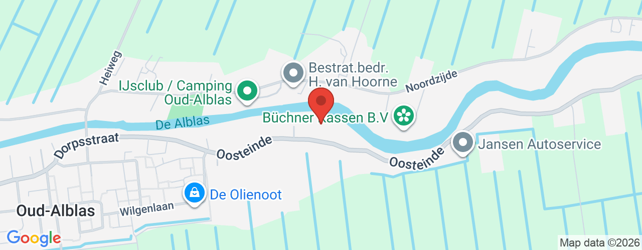 Google Maps afbeelding van de locatie van het incident. De locatie "Oosteinde 50 Oud-Alblas" is aangegeven met een rode marker.