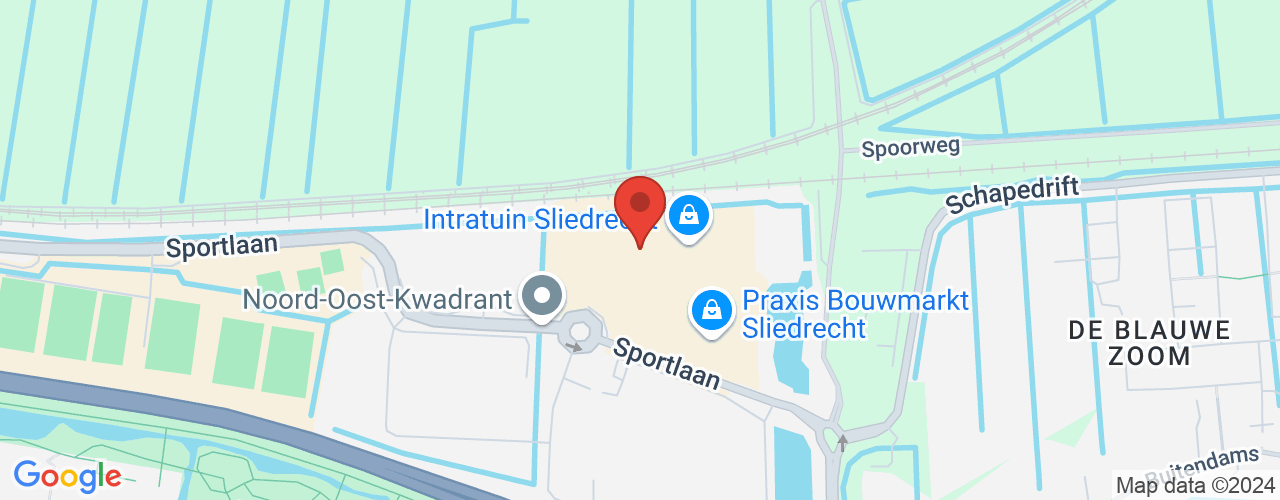 Google Maps afbeelding van de locatie van het incident. De locatie "Prisma 100 Sliedrecht" is aangegeven met een rode marker.