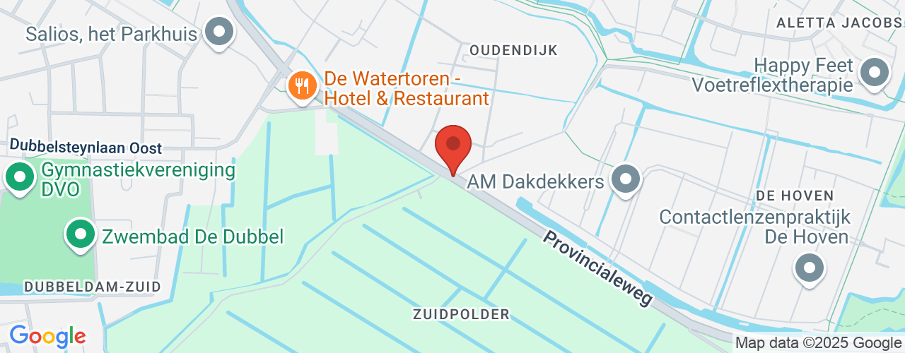 Google Maps afbeelding van de locatie van het incident. De locatie "Provincialeweg Dordrecht " is aangegeven met een rode marker.