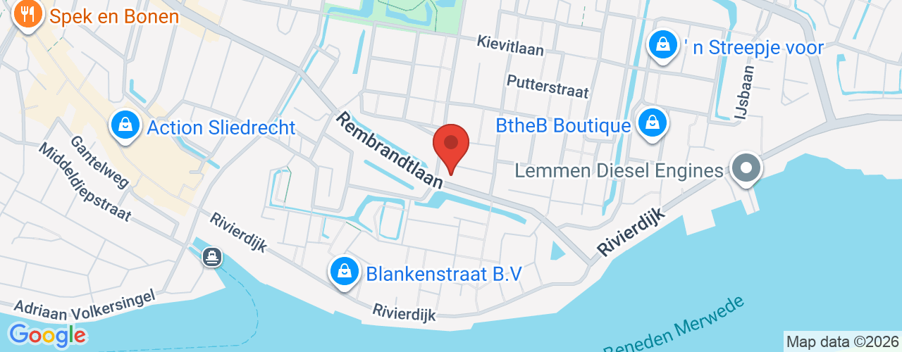 Google Maps afbeelding van de locatie van het incident. De locatie "Rembrandtlaan 310 Sliedrecht" is aangegeven met een rode marker.