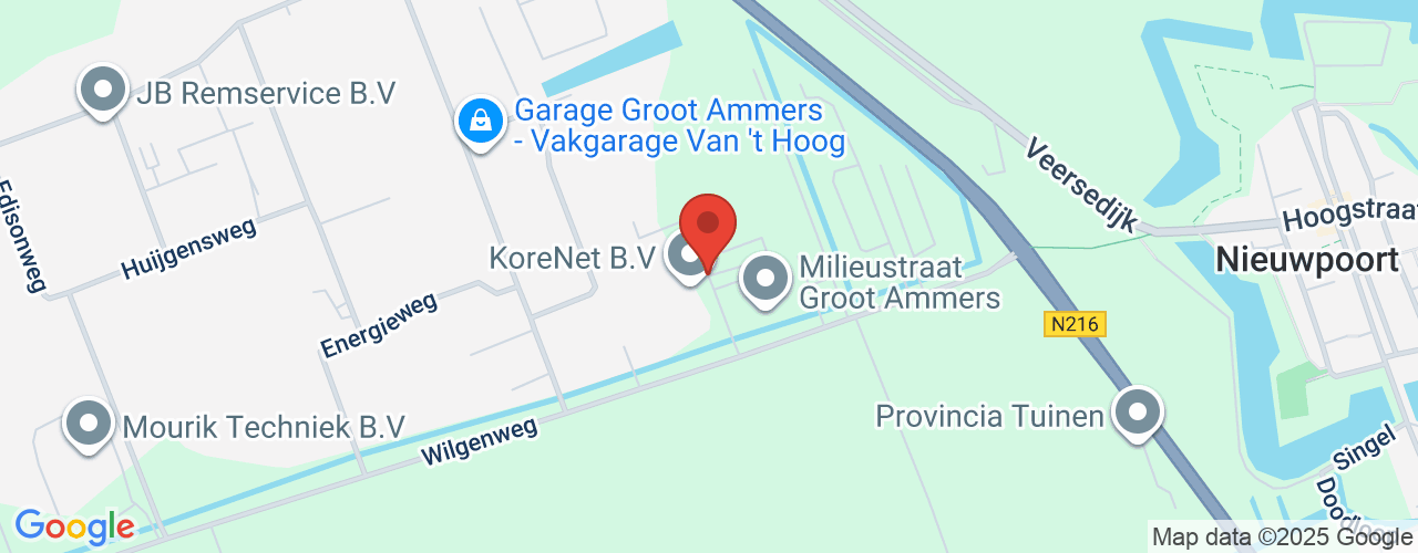 Google Maps afbeelding van de locatie van het incident. De locatie "Transportweg Groot-Ammers" is aangegeven met een rode marker.