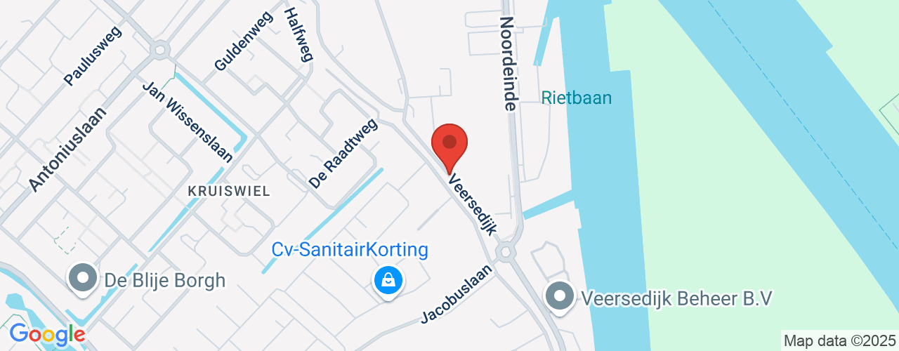 Google Maps afbeelding van de locatie van het incident. De locatie "Veersedijk, Hendrik-Ido-Ambacht" is aangegeven met een rode marker.
