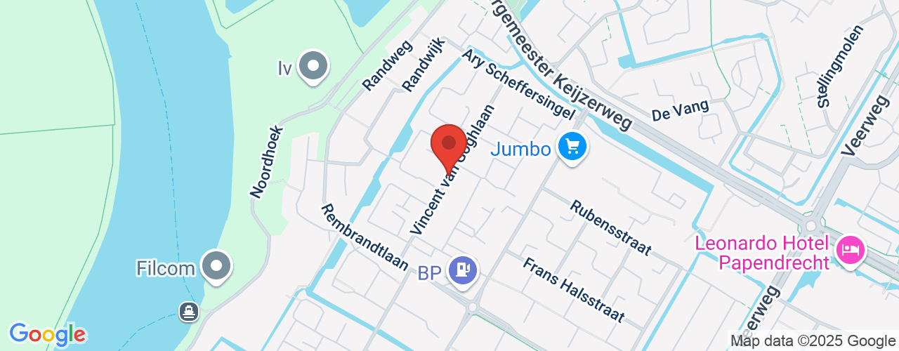 Google Maps afbeelding van de locatie van het incident. De locatie "Vincent van Goghlaan Papendrecht " is aangegeven met een rode marker.