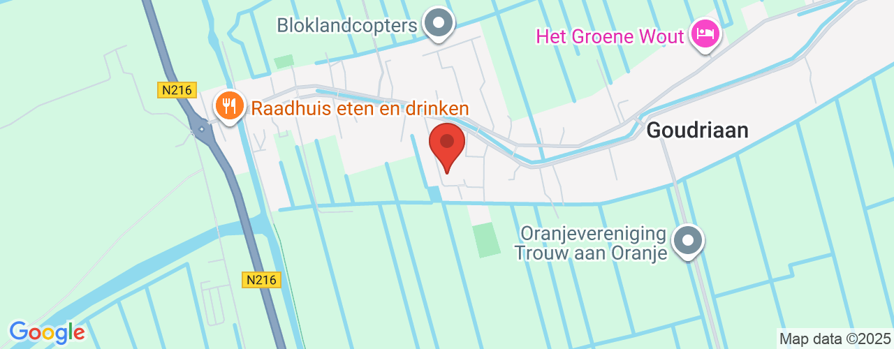 Google Maps afbeelding van de locatie van het incident. De locatie "Wetering 6 Goudriaan" is aangegeven met een rode marker.