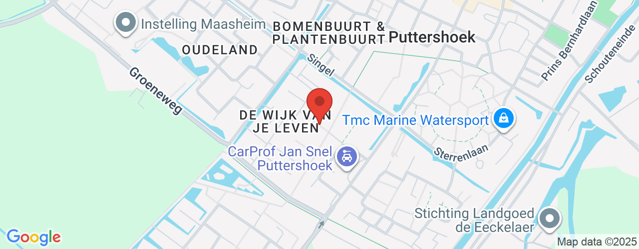 Google Maps afbeelding van de locatie van het incident. De locatie "Zomerplein 15 Puttershoek" is aangegeven met een rode marker.