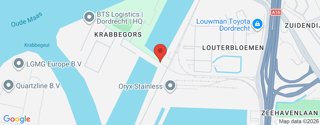 Google Maps afbeelding van de locatie van het incident. De locatie "van Leeuwenhoek, Dordrecht " is aangegeven met een rode marker.